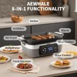 8-in-1 Electric Cooker with Air Fryer, Grey