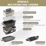8-in-1 Electric Cooker with Air Fryer, Grey