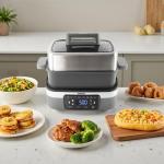 8-in-1 Electric Cooker with Air Fryer, Grey