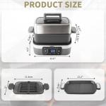 8-in-1 Electric Cooker with Air Fryer, Grey