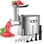 CHEFFANO Life Electric Meat Grinder, Sausage Stuffer with 4 Size Sausage Tube, 2 Blades, 3 Size Plates, Kubbe Kit, 2600W Max, Meat Mincer Heavy Duty for Home Kitchen Use, Stainless Steel
