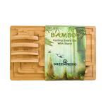 Bamboo Cutting Board Set with Holder and Juice Grooves