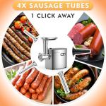 CHEFFANO Life Electric Meat Grinder, Sausage Stuffer with 4 Size Sausage Tube, 2 Blades, 3 Size Plates, Kubbe Kit, 2600W Max, Meat Mincer Heavy Duty for Home Kitchen Use, Stainless Steel