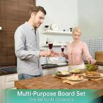 Bamboo Cutting Board Set with Holder and Juice Grooves