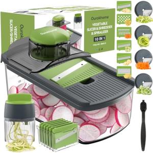 Ourokhome 10-in-1 Mandolin Slicer and Spiralizer