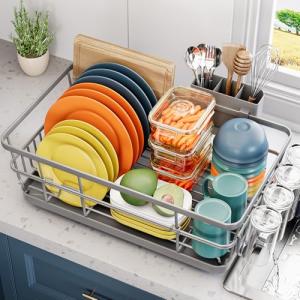 Large Dish Drying Rack with Drainboard and Holders