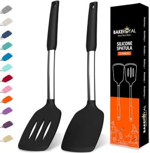 BakeRoyal Silicone Spatula Set - Heat Resistant Black