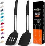 BakeRoyal Silicone Spatula Set - Heat Resistant Black
