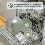 SODPE Stainless Steel Salad Spinner Large with 5 Blades Slicer, Lettuce Washer Spinner and Dryer, Vegetable Fruits Chopper Bowl, Egg Yolk Strainer Comes with Dipping Saucers and Clip, 5.3Qt