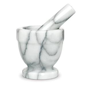 HIC Kitchen Tall Marble Mortar and Pestle Set
