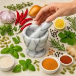 HIC Kitchen Tall Marble Mortar and Pestle Set