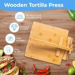 Upgrade Wooden Tortilla Press with Rolling Pin & Papers