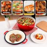 P&P CHEF 5Qt Red Cast Iron Dutch Oven