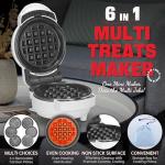 SugarWhisk 6-in-1 Mini Waffle Maker with Plates