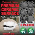 SugarWhisk 6-in-1 Mini Waffle Maker with Plates