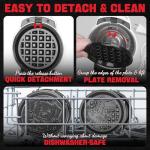 SugarWhisk 6-in-1 Mini Waffle Maker with Plates