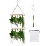 Two-Layer Macrame Herb Drying Rack with Hook