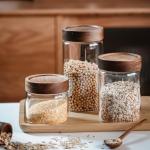 Glass Storage Canister with Airtight Wooden Lid