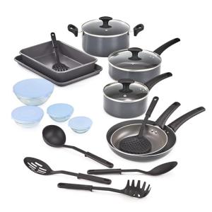 BELLA 21-Piece Nonstick Cookware Set, Black