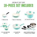 GreenLife 16 Piece Nonstick Cookware Set, Turquoise