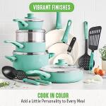 GreenLife 16 Piece Nonstick Cookware Set, Turquoise