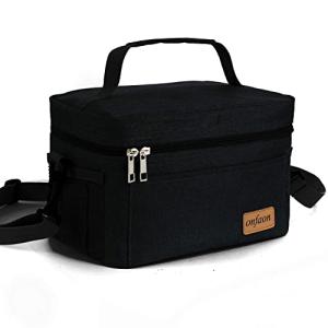 Insulated Lunch Bag with Adjustable Strap - Black