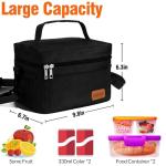 Insulated Lunch Bag with Adjustable Strap - Black