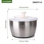 Stainless Steel Salad Rotator, 5-quart Vegetable Dishwasher,Lettuce Cleaner and Dryer, Salad Spinner