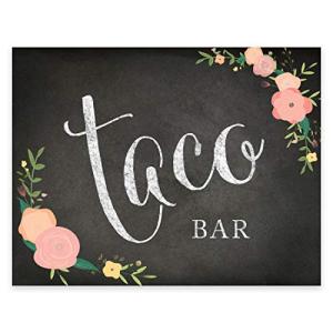 Taco Bar Floral Chalkboard Sign, 8.5x11-inch
