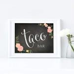 Taco Bar Floral Chalkboard Sign, 8.5x11-inch