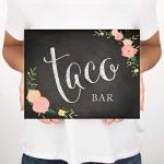 Taco Bar Floral Chalkboard Sign, 8.5x11-inch