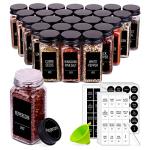 25 Glass Spice Jars with Labels and Shaker Lids