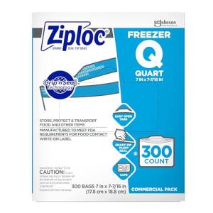 Ziploc Quart Freezer Bags with Grip 'n Seal, 300 Count