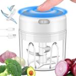 Compact Electric Garlic Chopper with 3 Stainless Steel Blades