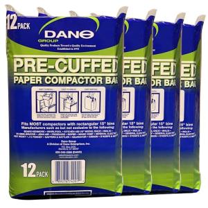 Dano Pre-Cuffed Garbage Compactor Bags - 50 Pack