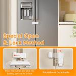 EUDEMON Updated French Fridge Lock French Door Refrigerator/Freezer Lock Apply to Max 2.28"(58mm) Two Door Gap Distance,Cabinet Cupboard Lock for Kids & Babies,Easy to Install(1Pack,White)