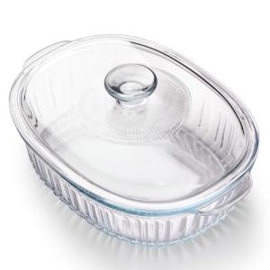 NUTRIUPS 3QT Oval Glass Casserole Dish with Lid