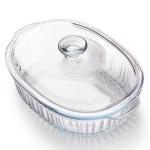 NUTRIUPS 3QT Oval Glass Casserole Dish with Lid