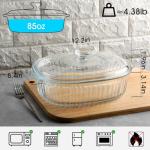 NUTRIUPS 3QT Oval Glass Casserole Dish with Lid