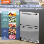 VEVOR 24-Inch Undercounter Refrigerator with 2 Drawers