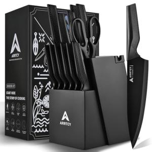 15-Piece German Steel Knife Set with Block