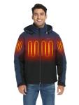 ORORO Men's 5 Heat Zones Dual Control Heated Jacket, Heated Coat with USB-C Rechargeable Battery (Navy Blue & Black,M)