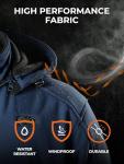 ORORO Men's 5 Heat Zones Dual Control Heated Jacket, Heated Coat with USB-C Rechargeable Battery (Navy Blue & Black,M)
