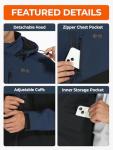 ORORO Men's 5 Heat Zones Dual Control Heated Jacket, Heated Coat with USB-C Rechargeable Battery (Navy Blue & Black,M)
