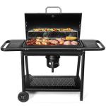 Realcook BBQ Barrel Charcoal Grill with Side Tables