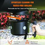 Realcook BBQ Barrel Charcoal Grill with Side Tables