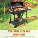 Realcook BBQ Barrel Charcoal Grill with Side Tables