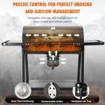 Realcook BBQ Barrel Charcoal Grill with Side Tables