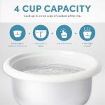 Aroma Rice Cooker with Steaming Basket, 4 Cups