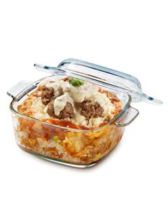 Nutriups 1L Square Glass Casserole Dish with Lid